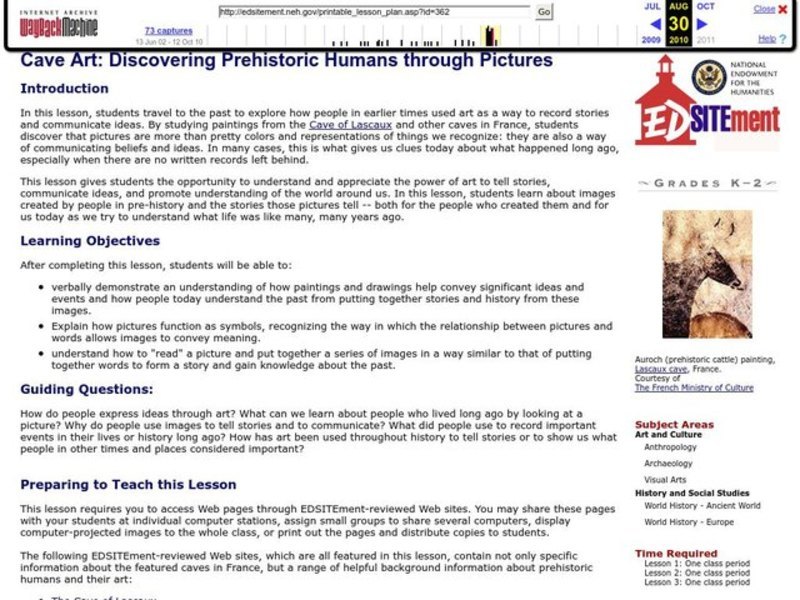 Cave Art: Discovering Prehistoric Humans through Pictures Lesson Plan