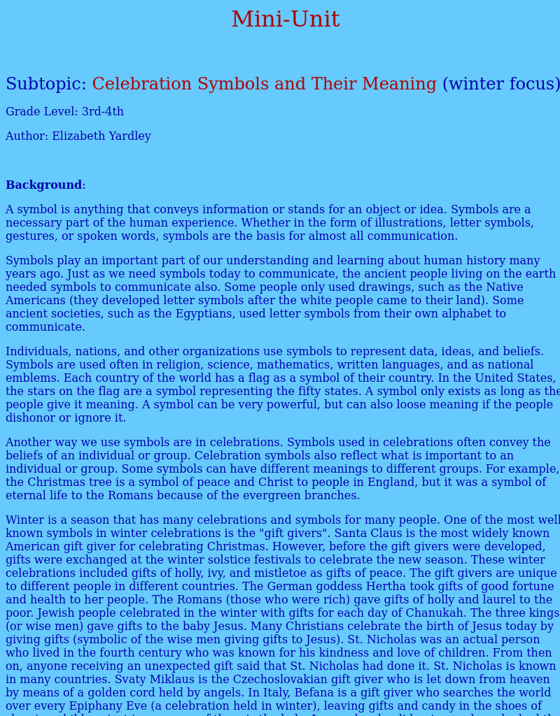 Celebration Symbols and Their Meaning Lesson Plan