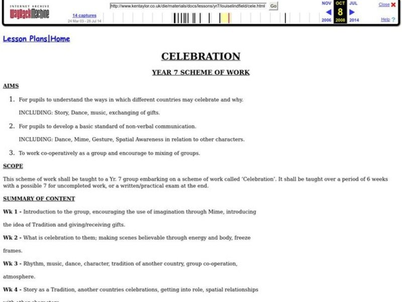 Celebration Lesson Plan