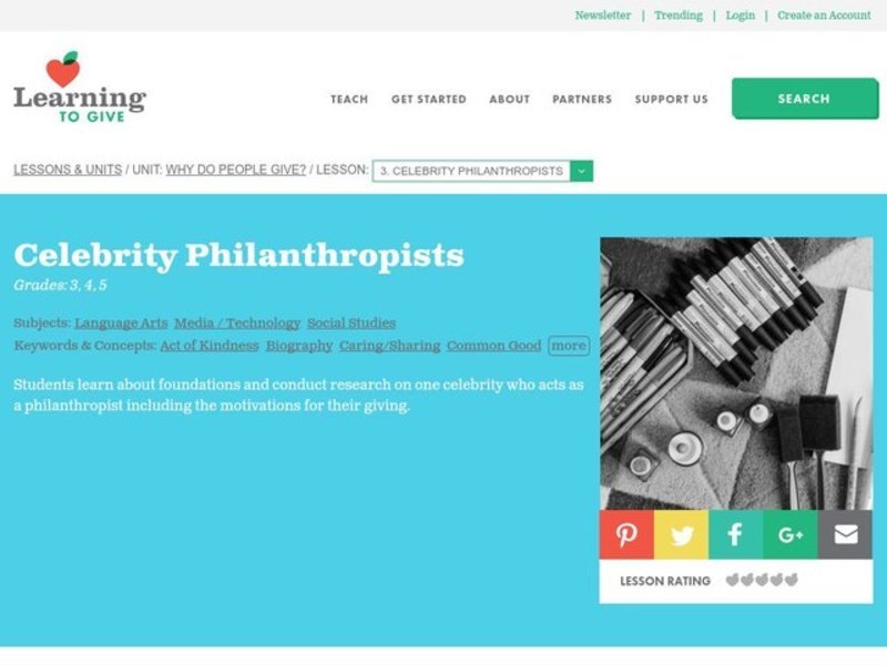Celebrity Philanthropists Lesson Plan