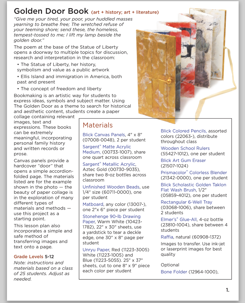 Golden Door Book Lesson Plan