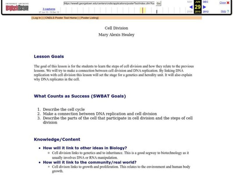 Cell Division Lesson Plan