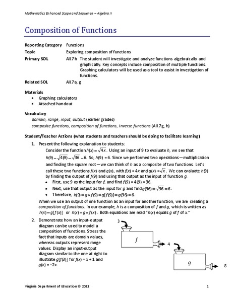 Composition of Functions Lesson Plan