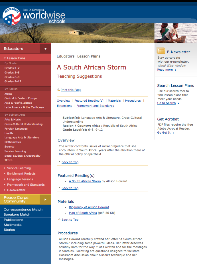 A South African Storm Lesson Plan