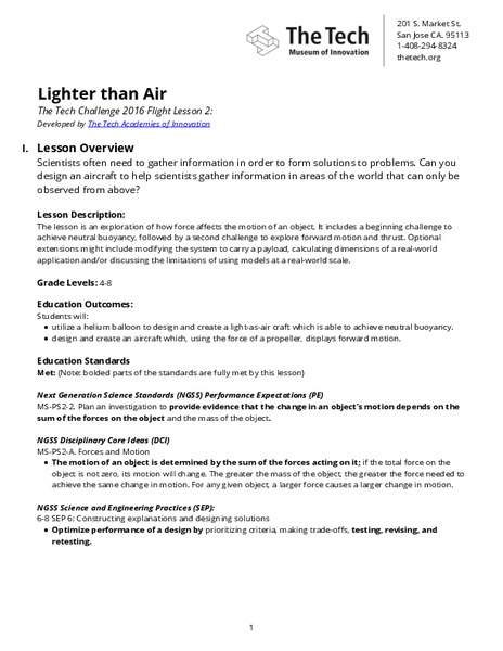 Lighter than Air Lesson Plan