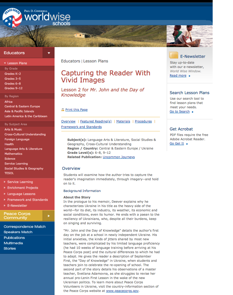 Capturing the Reader With Vivid Images Lesson Plan