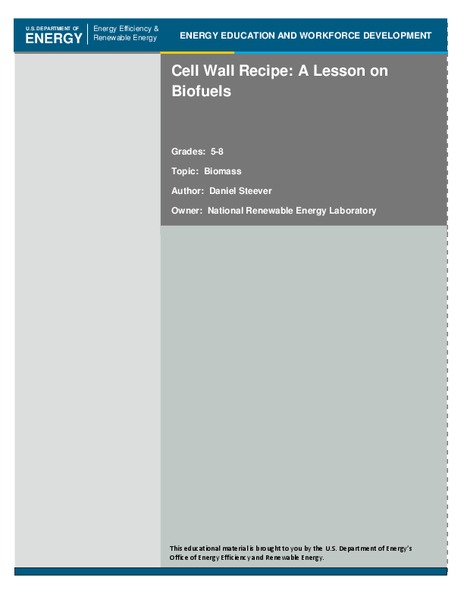 Cell Wall Recipe: A Lesson on Biofuels Lesson Plan