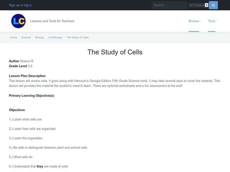 Cells Lesson Plan