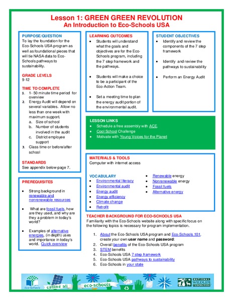 Green Green Revolution Lesson Plan