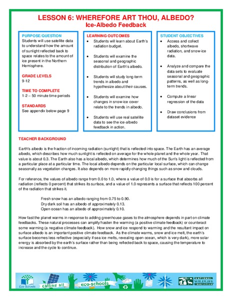 Wherefore Art Thou, Albedo? Lesson Plan