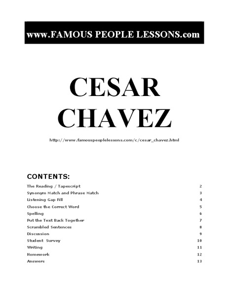 Cesar Chavez Worksheet
