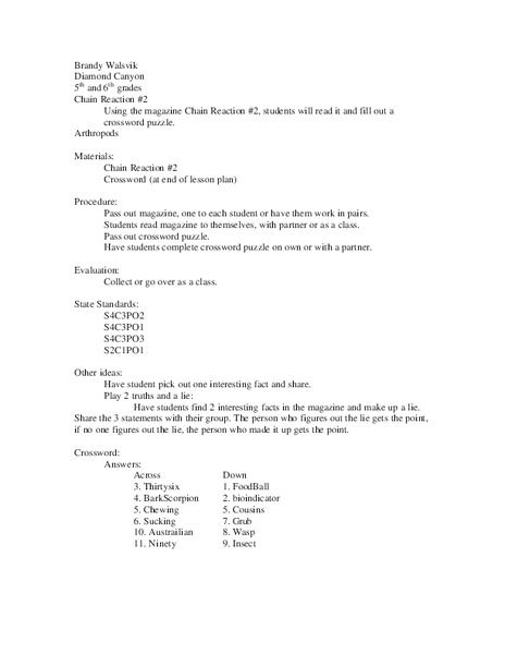 Chain Reaction Lesson Plan