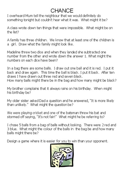 Chance Worksheet