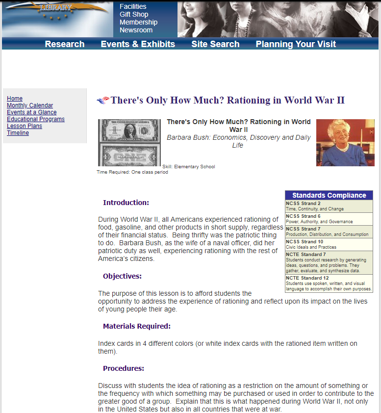 There's Only How Much? Rationing in World War II Lesson Plan