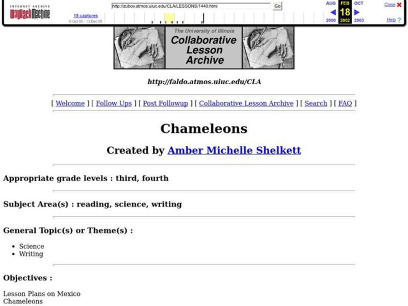 Chameleons Lesson Plan