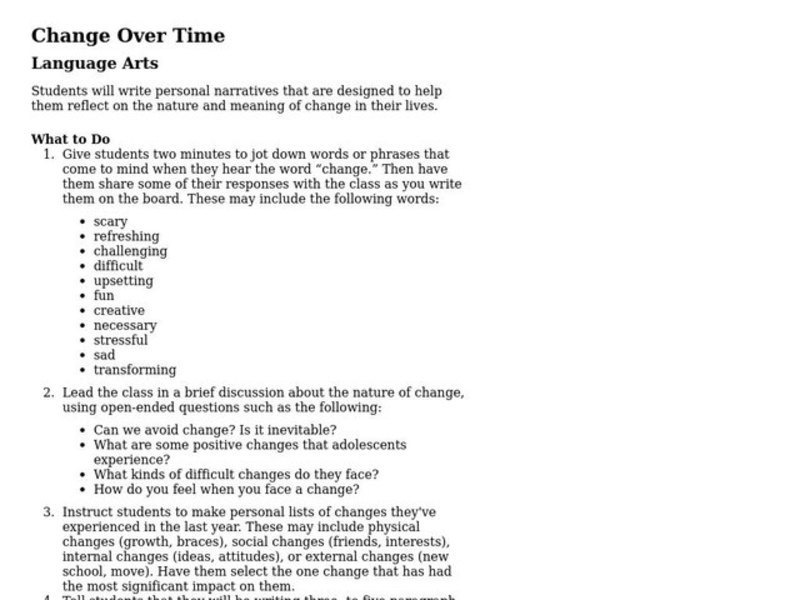 Change Over Time Lesson Plan