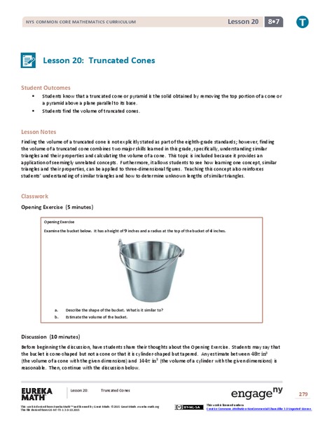 Truncated Cones Lesson Plan