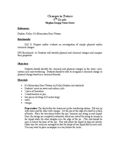 Changes in Nature Lesson Plan