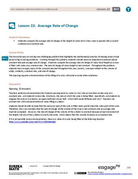 Average Rate of Change Lesson Plan