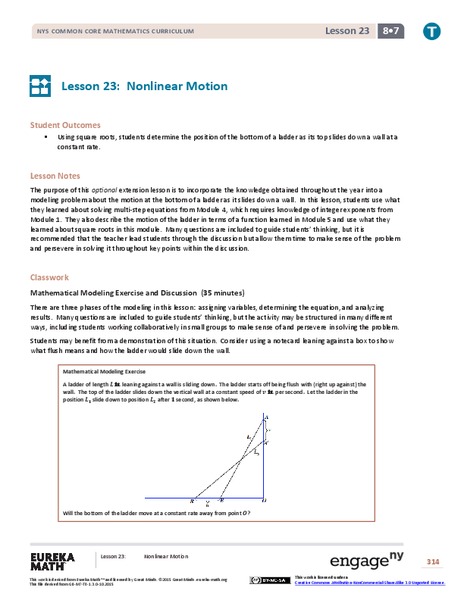 Nonlinear Motion Lesson Plan