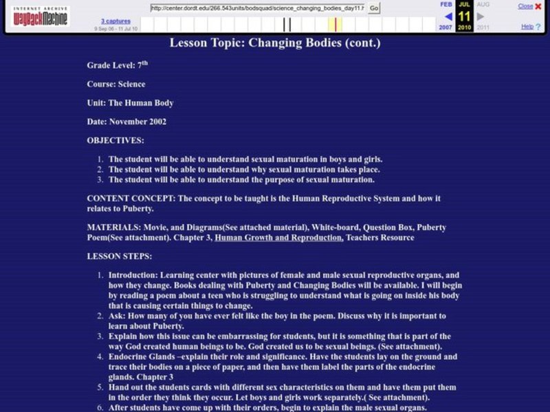 Changing Bodies Lesson Plan