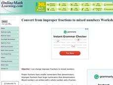 Changing Improper Fractions to Mixed Numbers Worksheet