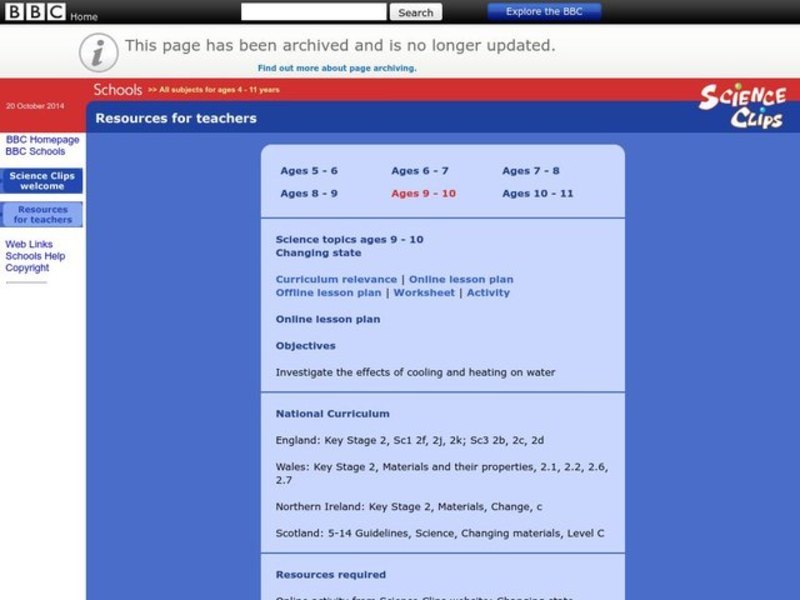 Changing State Lesson Plan