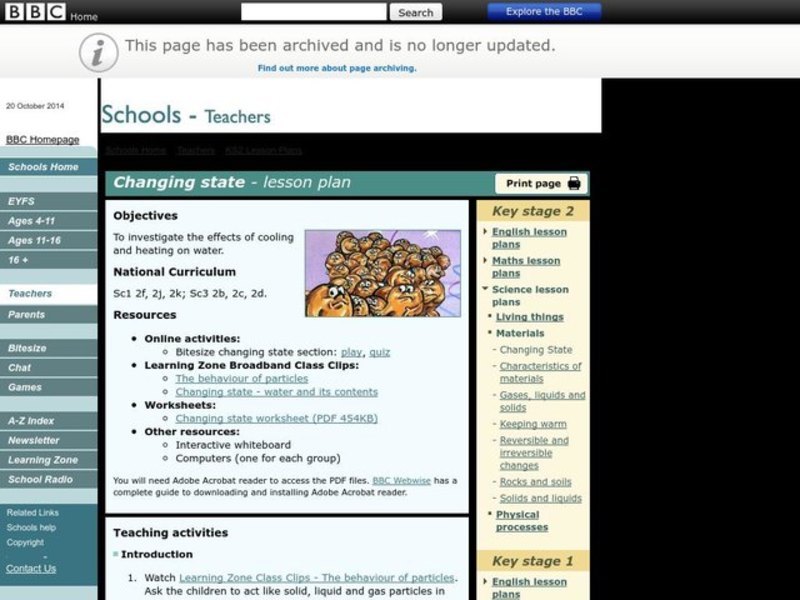 Changing State Lesson Plan