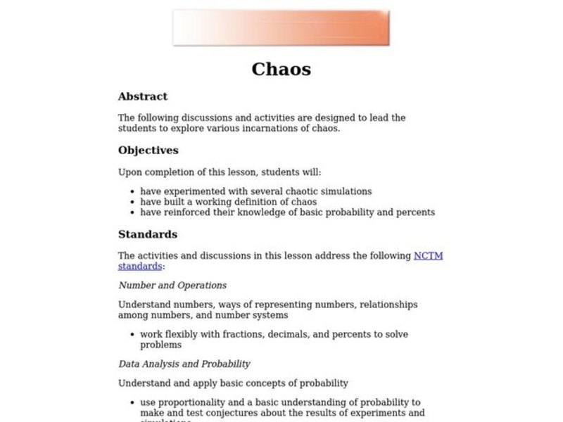 Chaos Lesson Plan