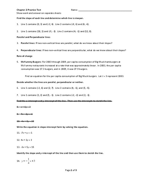 Chapter 2 Practice Test Worksheet