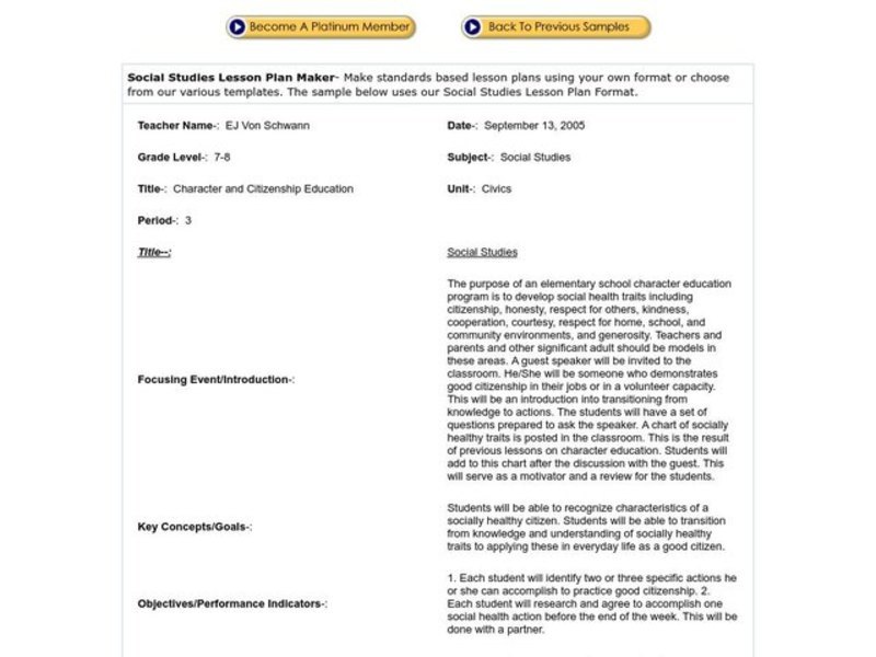 Character and Citizenship Education Lesson Plan