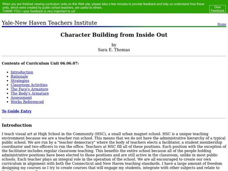 Character Building from Inside Out Lesson Plan