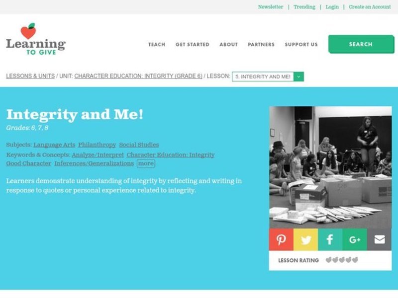 Character Education: Integrity Lesson Plan