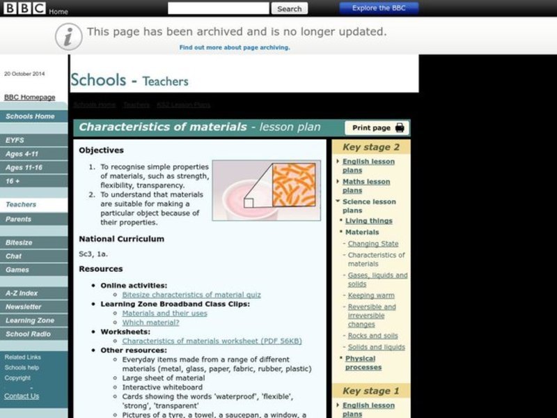 Characteristics of Materials Lesson Plan