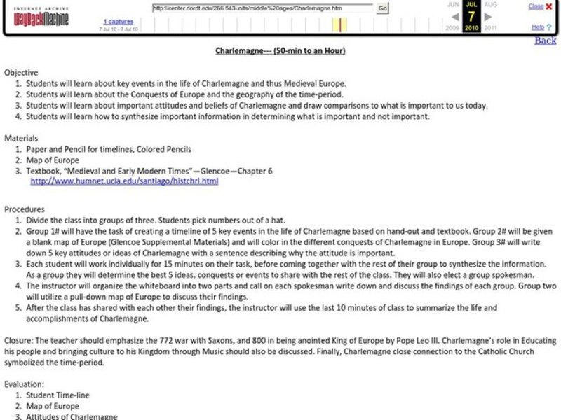 Charlemagne Lesson Plan