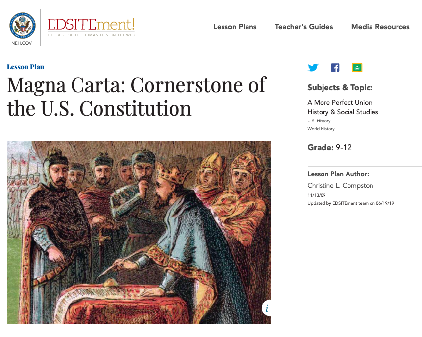 Magna Carta: Cornerstone of the U.S. Constitution Lesson Plan