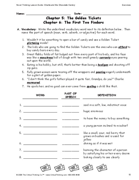 Charlie and the Chocolate Factory Worksheet