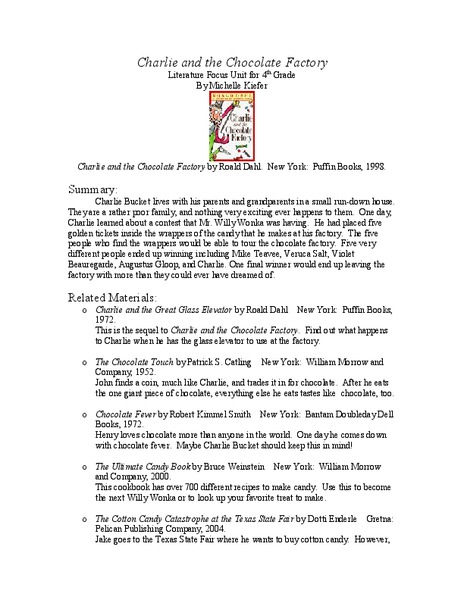 Charlie and the Chocolate Factory Lesson Plan