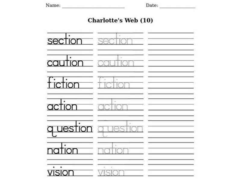Charlotte's Web Worksheet