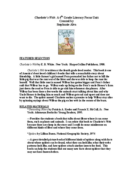 Charlotte's Web Lesson Plan