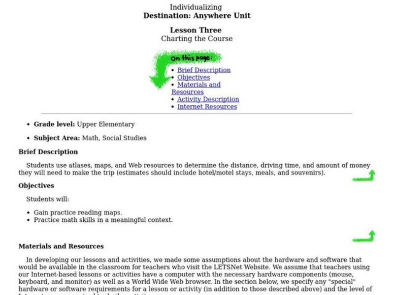 CHARTING THE COURSE Lesson Plan