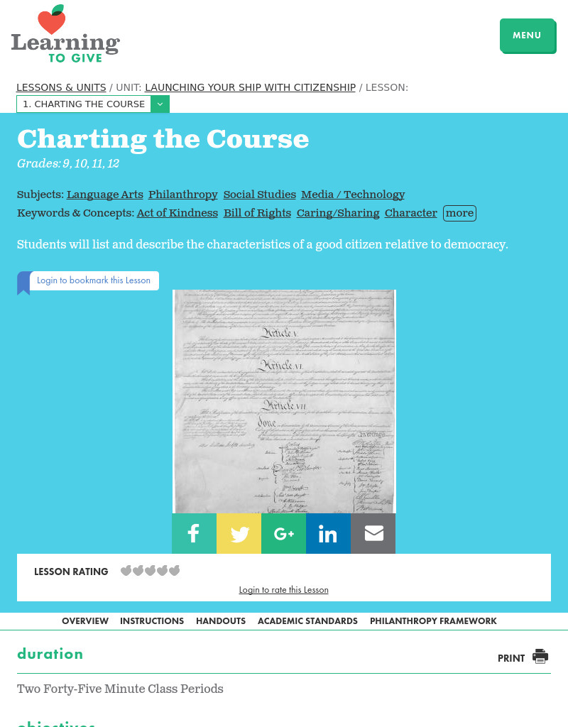 Charting the Course Lesson Plan