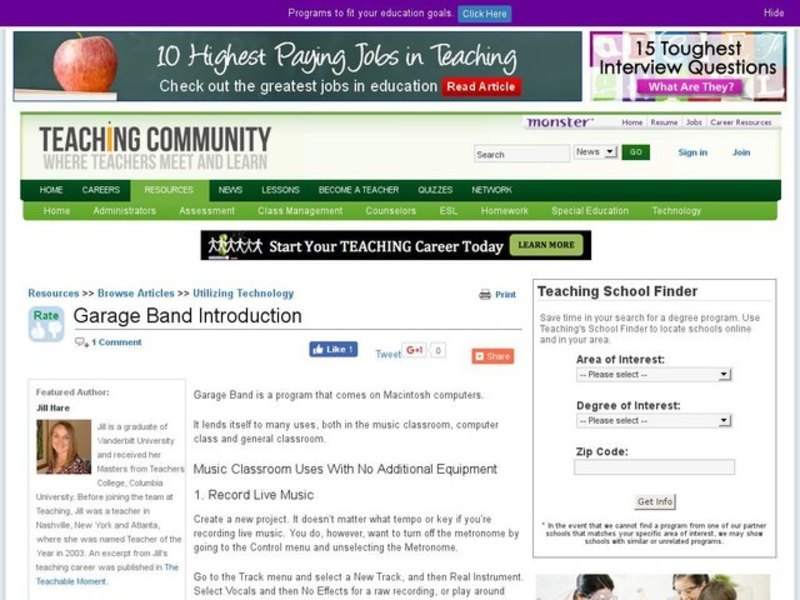 Garage Band Introduction Lesson Plan