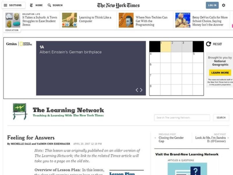 Feeling for Answers Lesson Plan