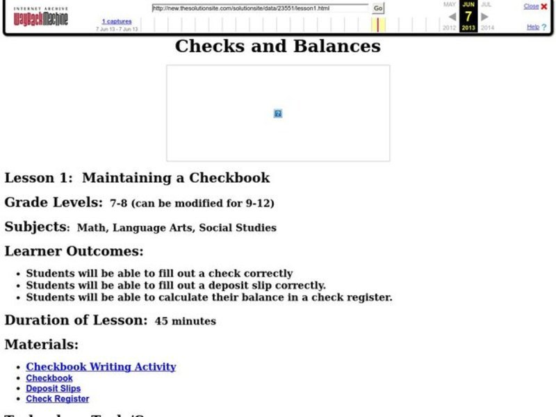 Checks and Balances Lesson Plan