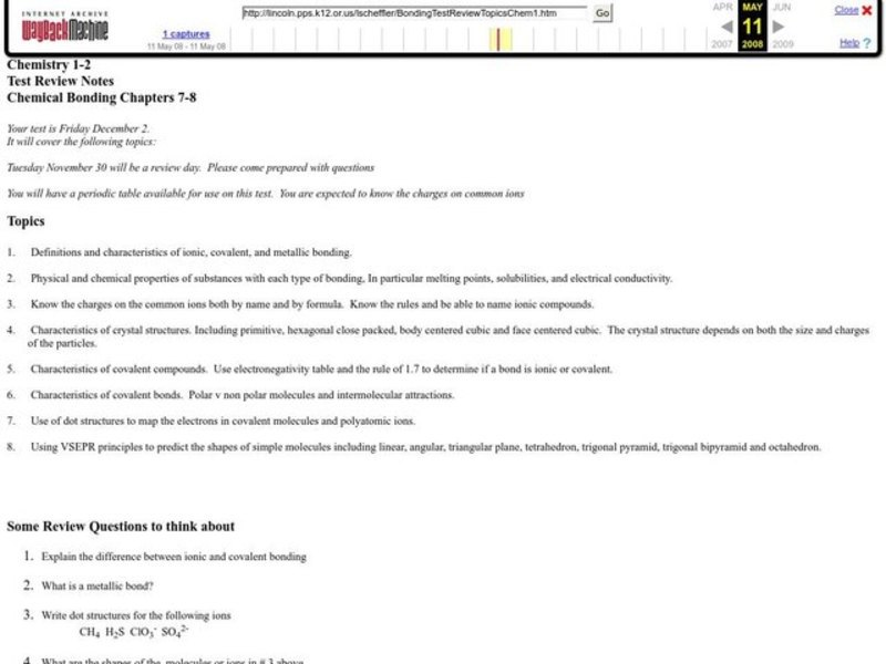 Chemical Bonding Worksheet