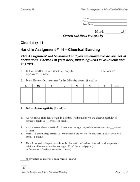Chemical Bonding Lesson Plan