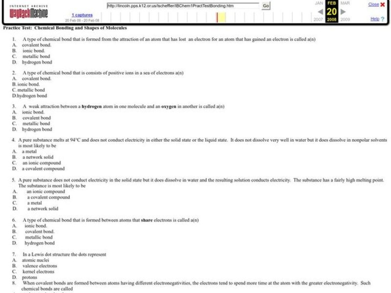 Chemical Bonding and Shapes of Molecules Worksheet