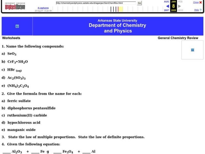 Chemical Compounds Worksheet