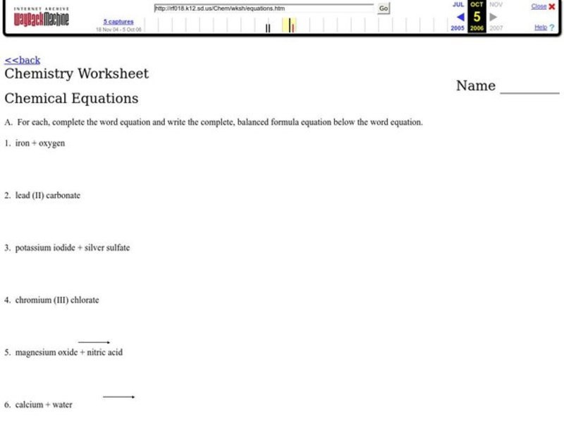 Chemical Equations Lesson Plan